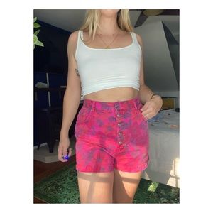 vintage floral high waisted denim shorts